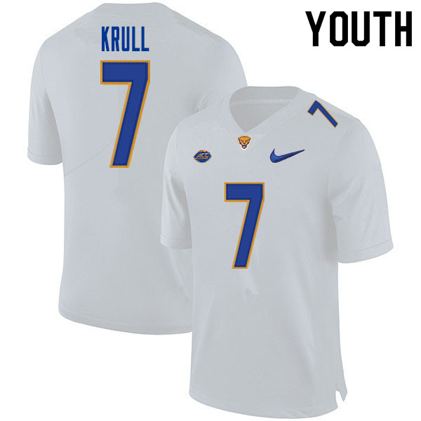 Youth #7 Lucas Krull Pitt Panthers College Football Jerseys Sale-White